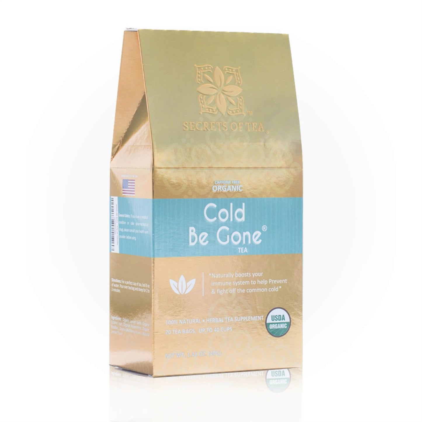 Secrets of Tea Cold Be Gone Herbal Tea - Organic Caffeine-Free Wellness Tea - 20 Count