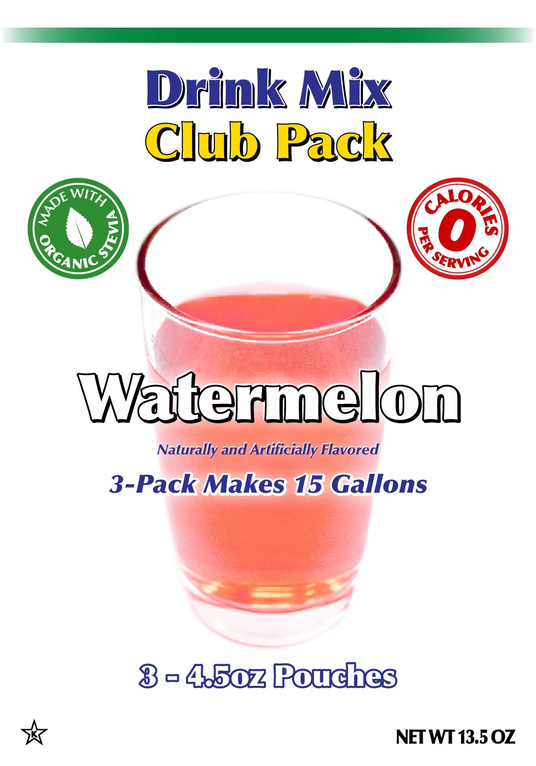 GramZero Watermelon Zero Calorie Sugar Free Drink Mix, Great For Nutrition Club Loaded Teas, Stevia Sweetened
