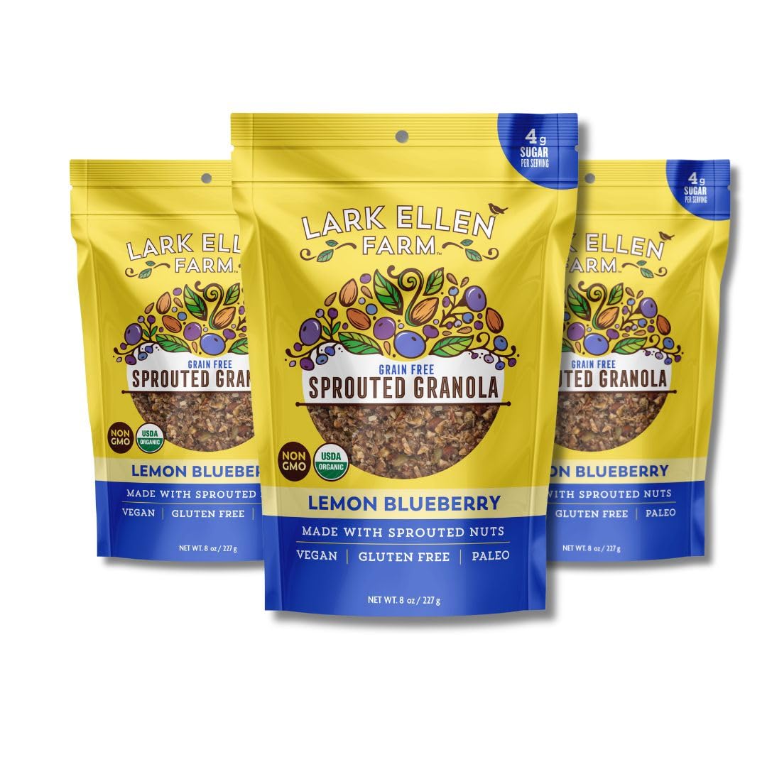 Lark Ellen Farm Grain Free Granola Organic, Raw Sprouted Certified Organic Low Sugar Vegan Granola Clusters, Paleo Granola, Crun