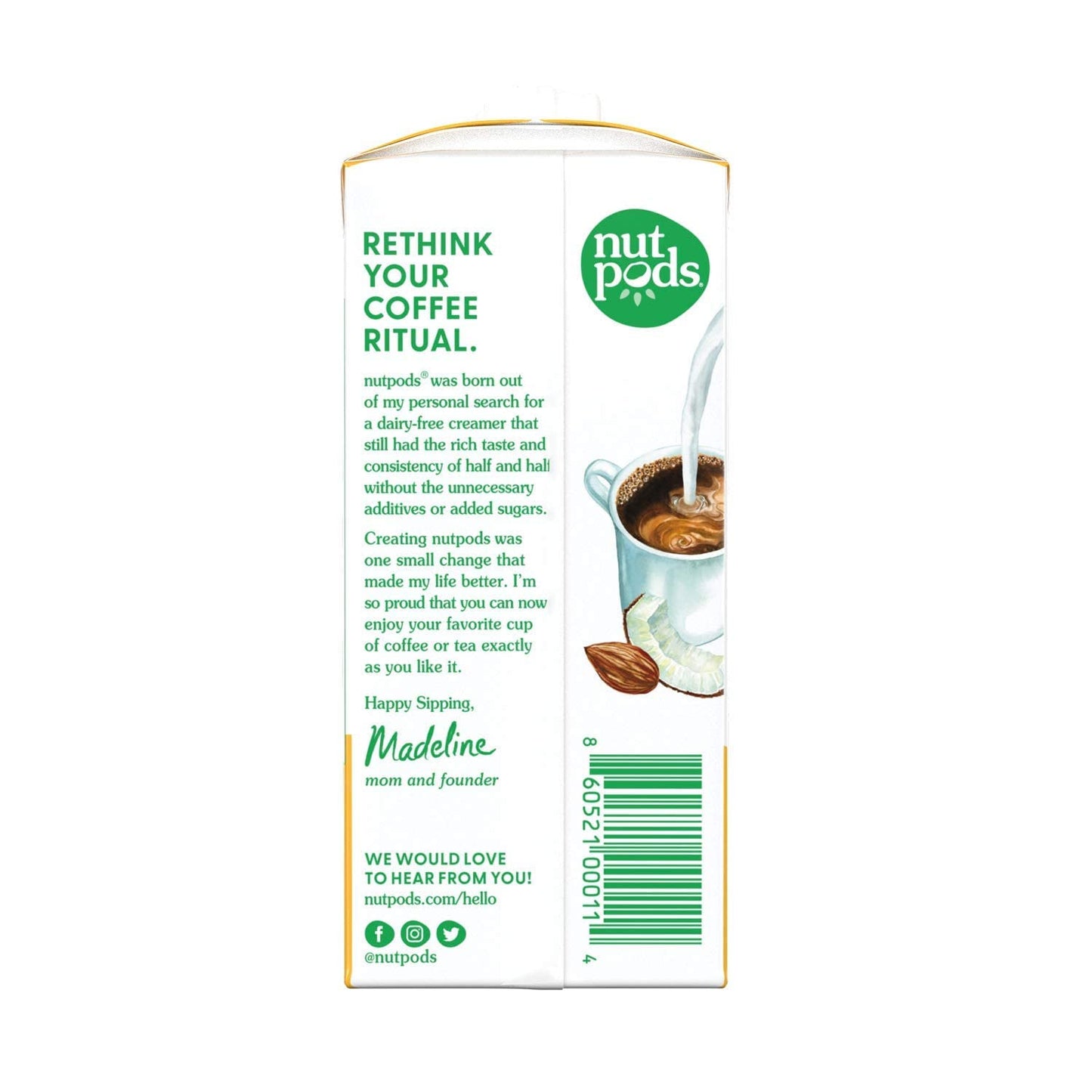 Nutpods Dairy-Free Creamer Unsweetened, 11.2 Fl Oz (Original, 12-Pack) - Whole30 / Paleo / Keto / Vegan / Sugar Free, White