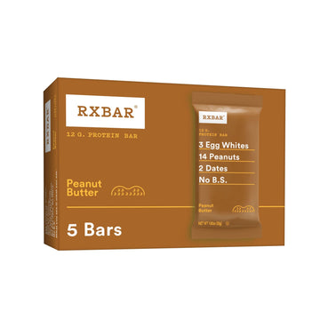 Rxbar Protein Bars 12G Protein Gluten Free Snacks Peanut Butter 9.15Oz Box (5 Bars)