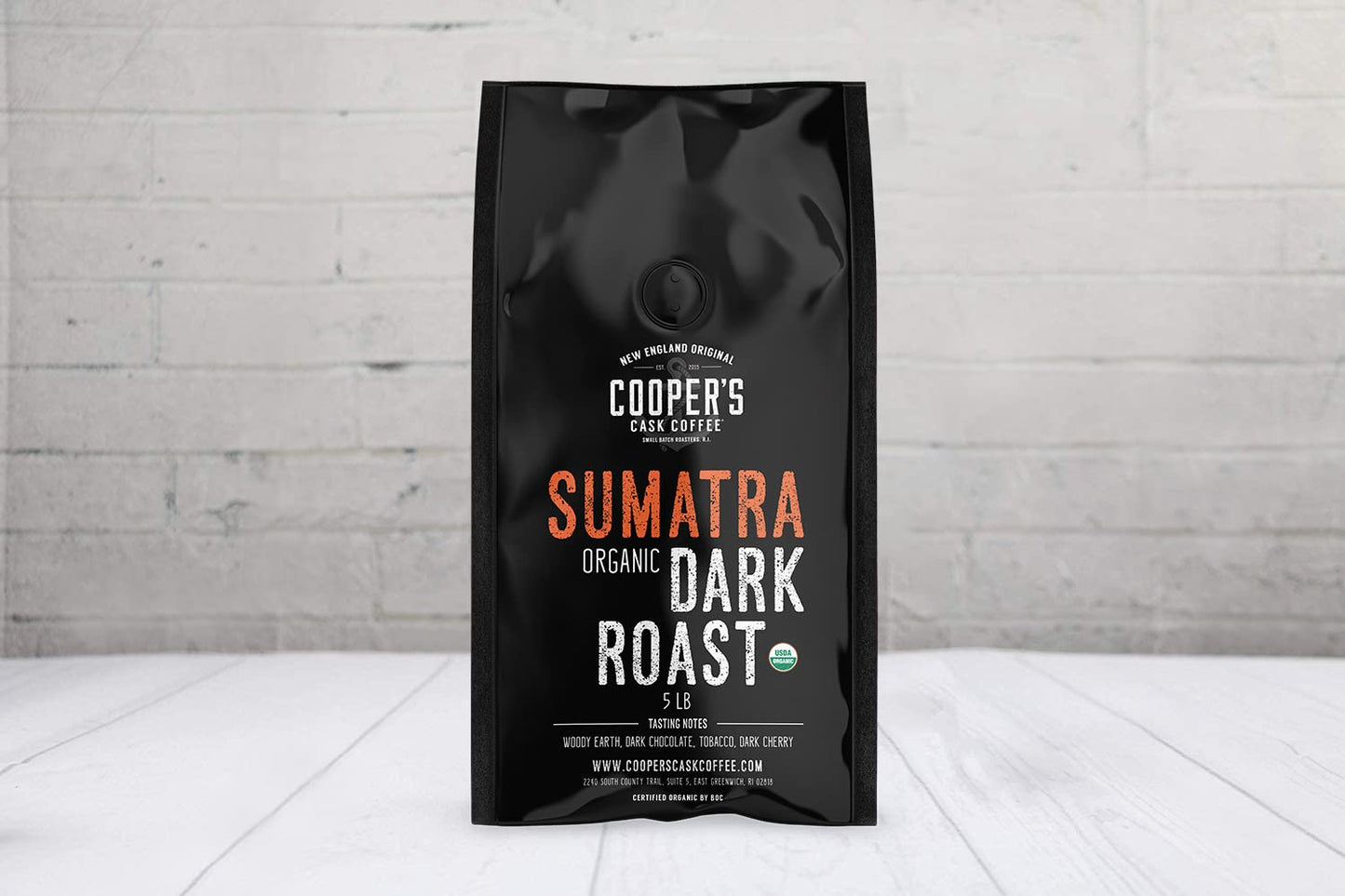 Coopers Cask Coffee Organic Dark Roast Sumatra Whole Bean Coffee - 5lb Bag