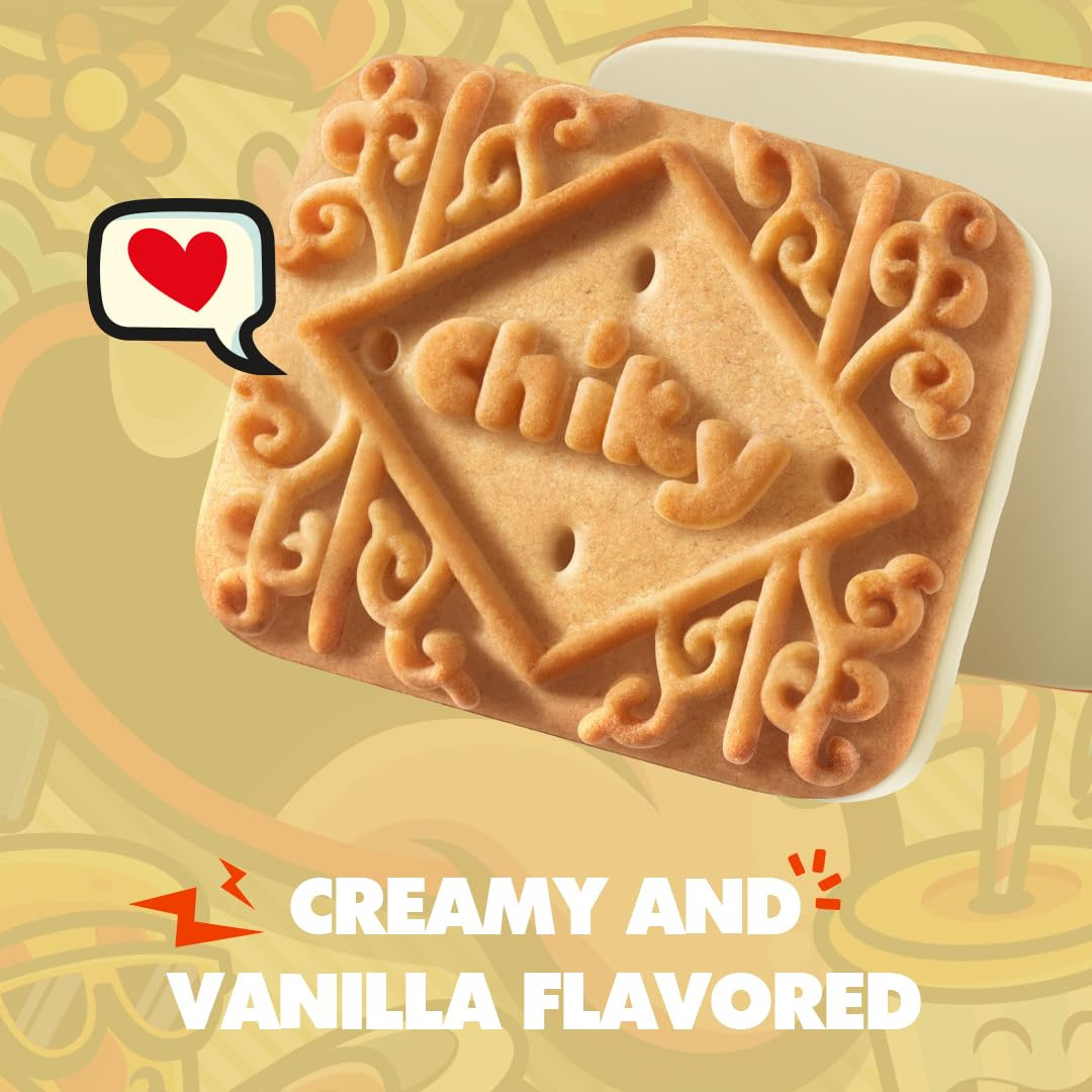 Chiky Vanilla Fudge Cookies, Crunchy & Sweet, Smooth Cream Center, Crispy Texture That Melts In Every Bite, 16.9 Ounces, 1 Box C