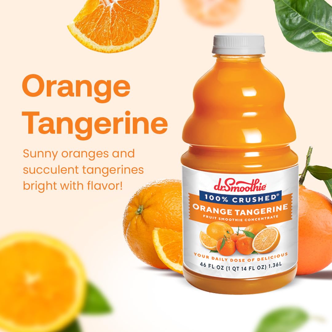 Dr. Smoothie 100% Crushed Orange Tangerine - No Added Sugar, Made With Real Fruits/Fruit Juice - Vegan, No Artificial Colors Or
