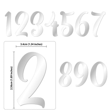 Gyufise 10Pcs Acrylic Number Cake Topper Diy Cupcake Toppers With 0-9 Numbers Mirrored Silver Picks For Wedding Cake Decorations