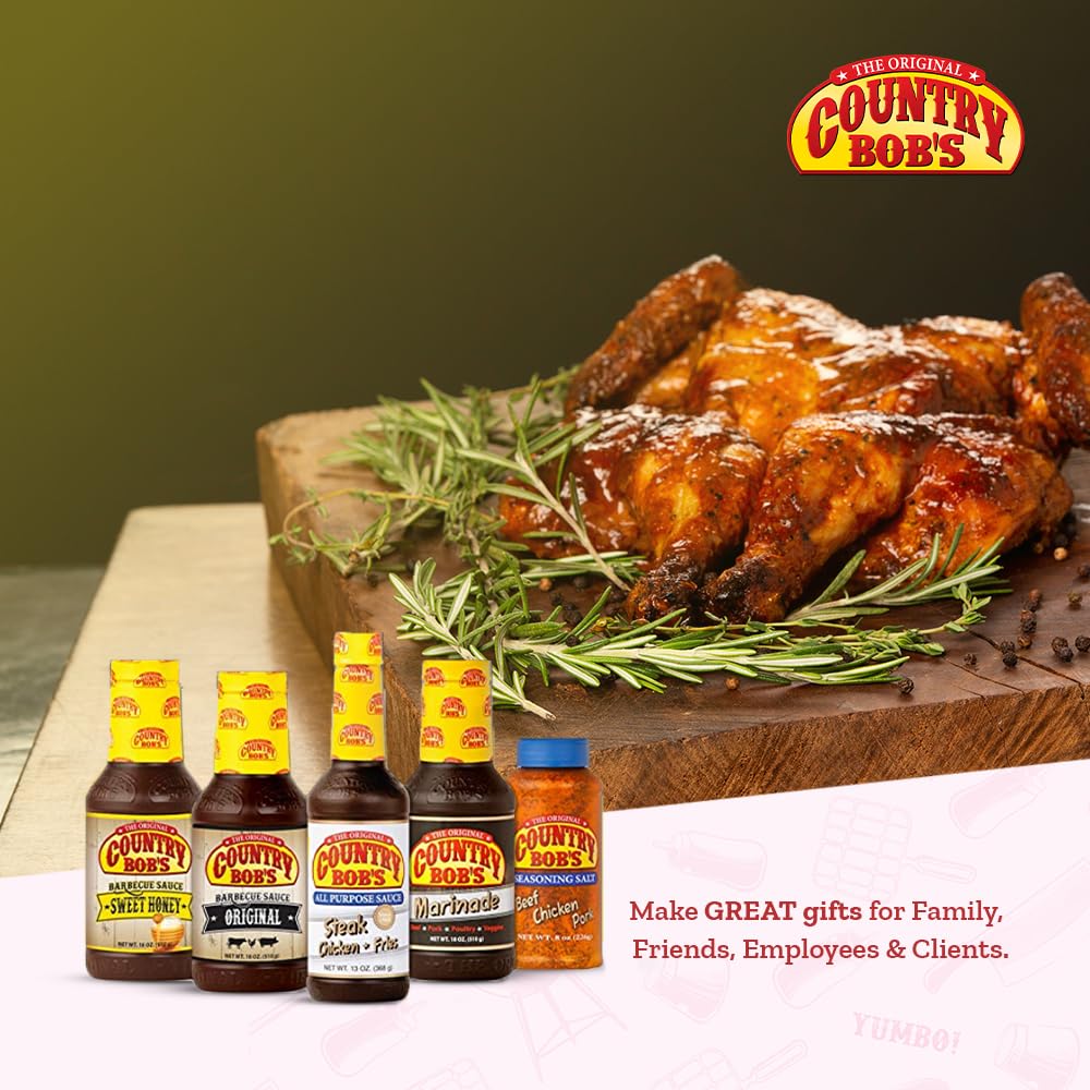 Country Bobs Seasoning & Rub Variety Pack - Includes All Purpose, Original BBQ and Sweet Honey BBQ Sauce, Seasoning Salt and Ma