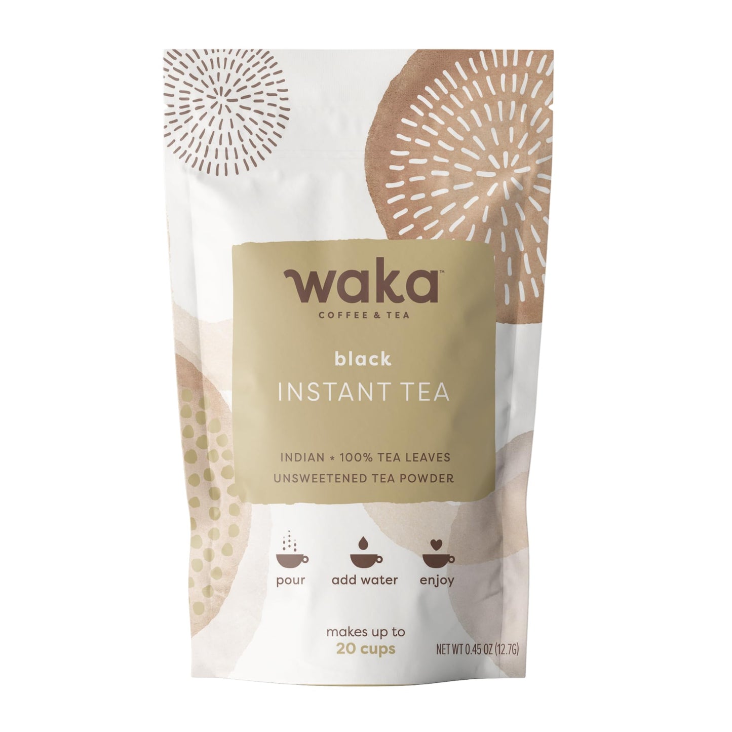 Waka Instant Black Tea Mix, Classic - 100% Tea Leaves, No Additives, Unsweetened Travel Size Tea Powder - Easy Quick Hot And Ice