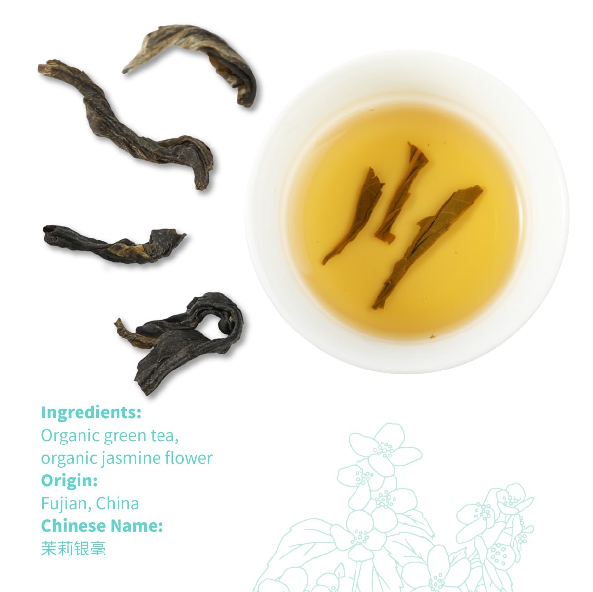 Essencesip Organic Jasmine Green Tea Loose Leaf  4oz Tin - Scented 5x with 6 000 Fresh Jasmine Blossoms  Low Caffeine  Antioxidant-Rich