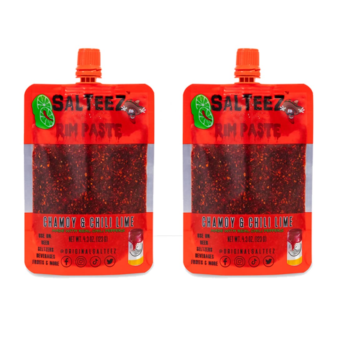 Salteez Rim Paste - Chamoy & Chili Lime Rim Paste for your Beers, Seltzers, Drinks, Snacks, and more! (2 Pack)