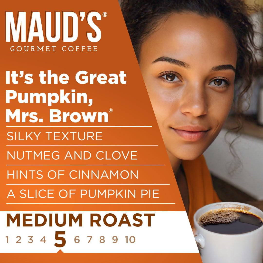 Mauds Pumpkin Spice Flavored Coffee Pods  18 ct - 100% Arabica Medium Roast Coffee  Solar Energy Produced Recyclable Single Coffee Pods Compatible with Keurig K-Cup malt-inspired