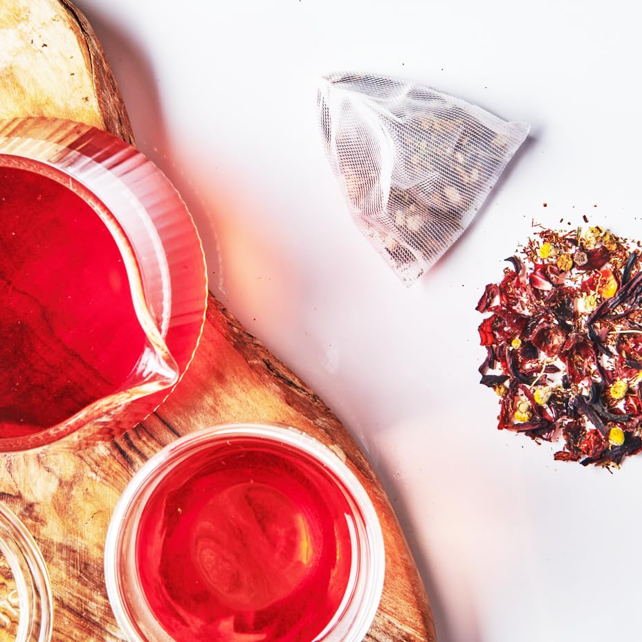 Grace Farms Organic Tea Blend - 50 Pyramid Sachets, Rooibos, Rosehips, Hibiscus, Tulsi, Fairtrade, Kosher
