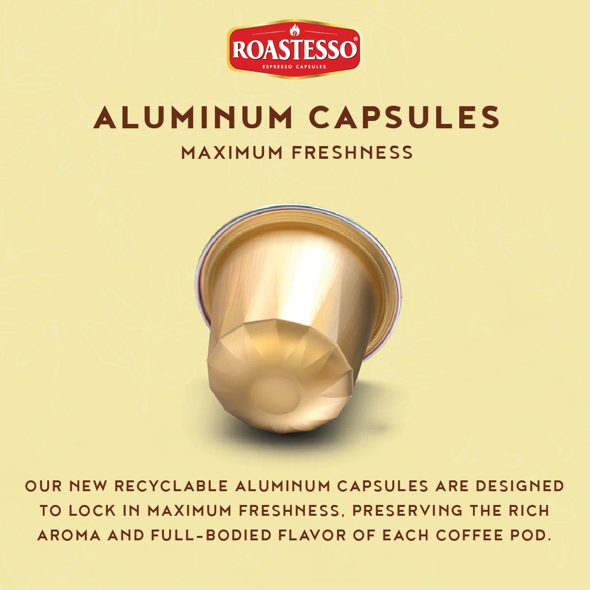 Roastesso Aluminum Espresso compact pieces, French Vanilla Coffee, Compatible with Nespresso, Medium Roast, 40 Count