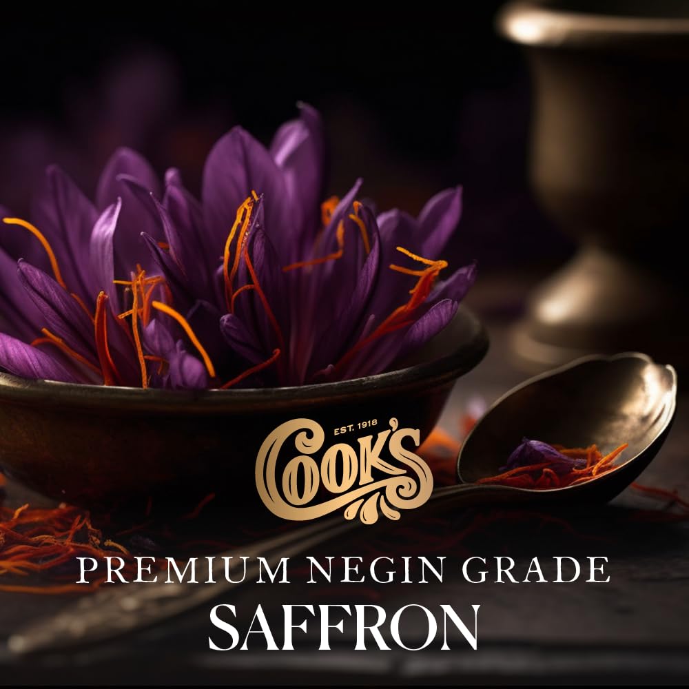 COOKS Premium Negin Grade Saffron Threads, Dark Red Strands, 5 Grams
