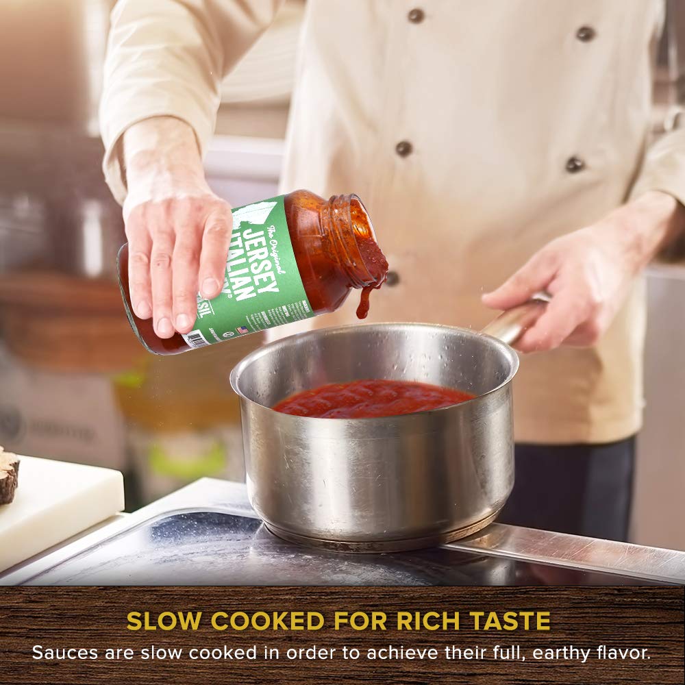 Jersey Italian Gravy-24 Oz Jar-Gourmet, All Natural All Purpose Tomato Sauce For Pasta And More, No Artificial Ingredients- Vegan Friendly-Authentic Recipe For Pasta, (Tomato Basil, 12 Pack)