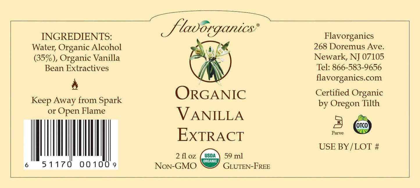 Flavorganics Organic Vanilla Extract, 2 Ounce (2 Pack)