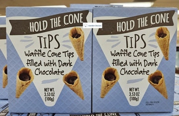Trader Joes Hold the Cone Tips Waffle Cone Tips Filled with Dark Chocolate 3.53oz 100g (Two Boxes)