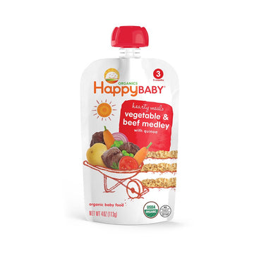 Happy Baby Stage 3 Organic Hearty Meals Vegetable And Beef Medley 4 Oz