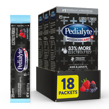 Pedialyte Advancedcare Plus Electrolyte Powder, With 33% More Electrolytes And Preactive Prebiotics, Berry Frost, Drink Powder P