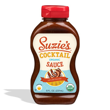 SUZIES Organic Cocktail Sauce, 8 Fl Oz - No Artificial Ingredients, Gluten-Free, Perfect for Dipping and Cooking
