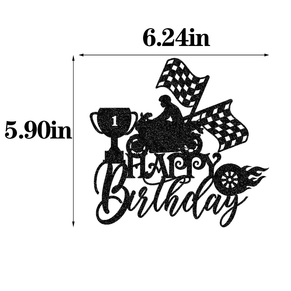 Bejotaa Happy Birthday Car Cake Topper Flag Dinner Flags Race Car Cake Toppers Decorations Party Supplies