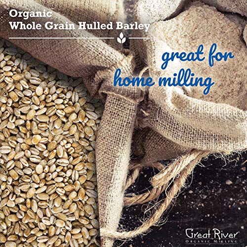 Great River Organic Milling Organic Hulled Barley Grain | Whole Grain Barley for Home Milling, Cooking, and Baking | High Fiber,