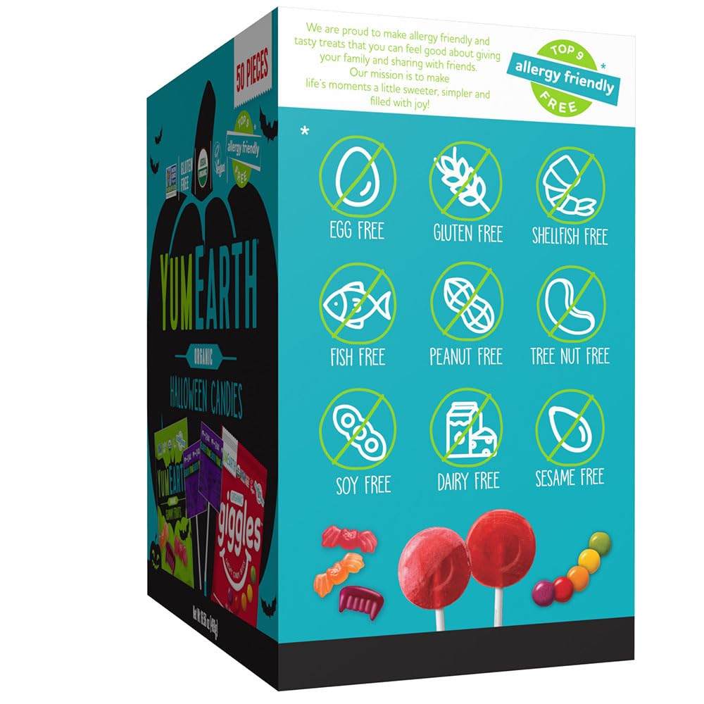 Yumearth Organic Halloween Variety Box - Allergy Friendly (Top 9 Free), No Artificial Dyes Or Flavors, Non Gmo, Gluten Free, Veg