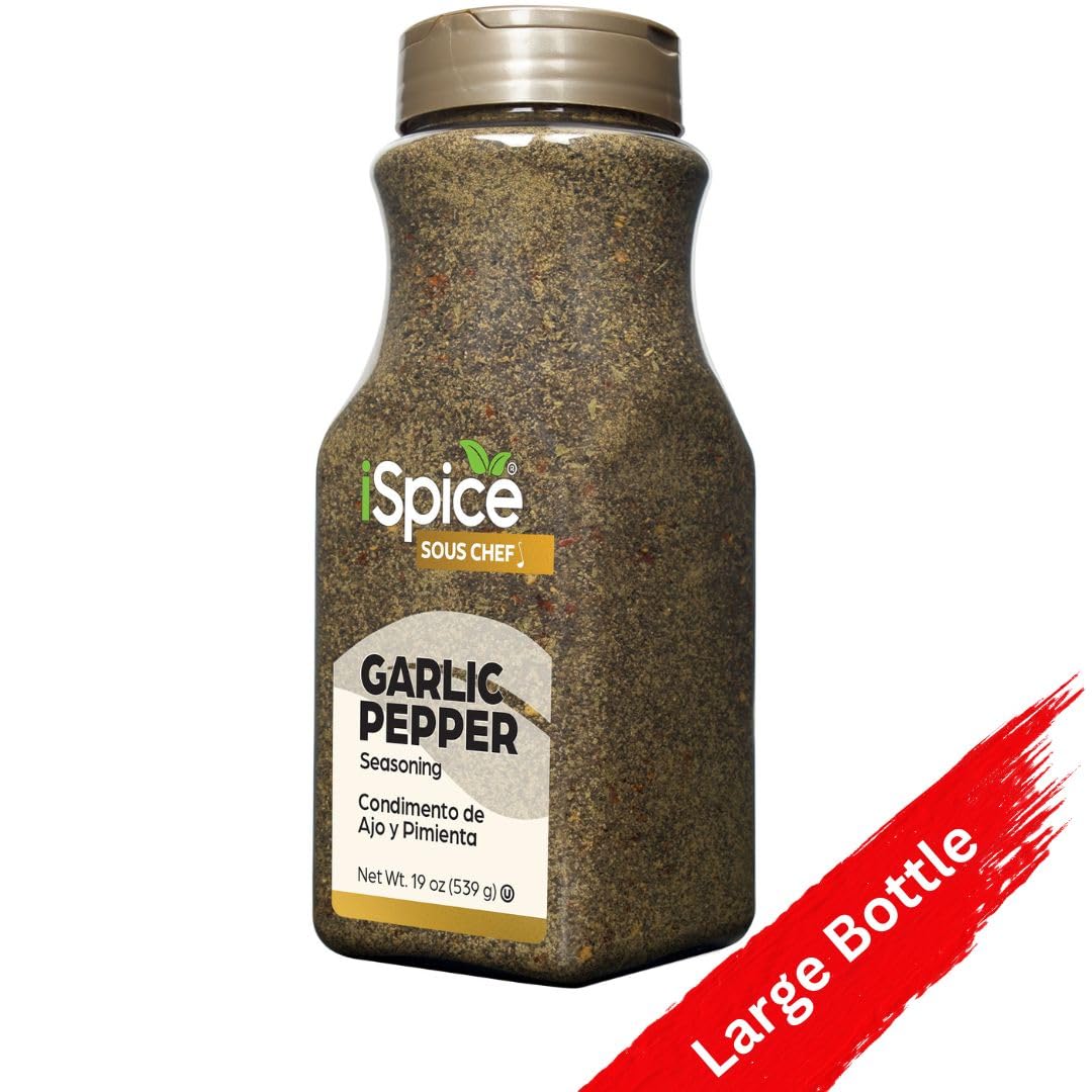 Ispice | Garlic Pepper Seasoning | 19 Oz | Bulk Size | Kosher