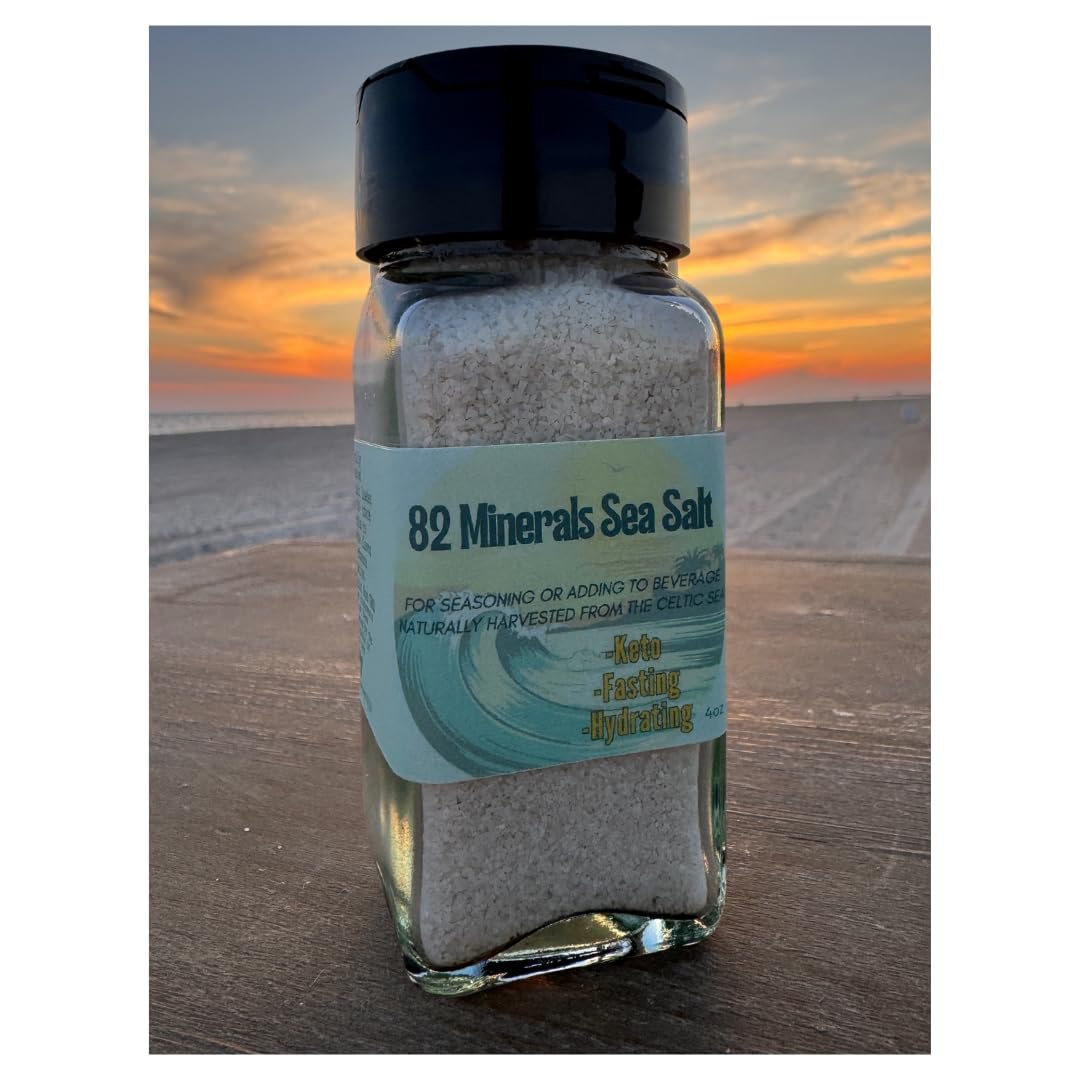 82 Minerals Sea Salt - Premium Hand-Harvested Sel Gris, Fine Mineral & Electrolyte Finishing Salt, 4 Ounce, Natural Gray