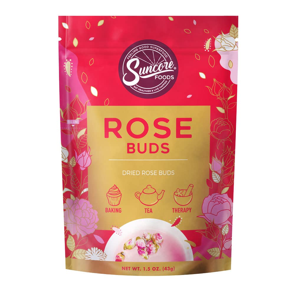 Suncore Foods Dried Rose Buds Tea, Caffeine-Free, Gluten-Free, Non-GMO, 1.5oz (Pack of 1)