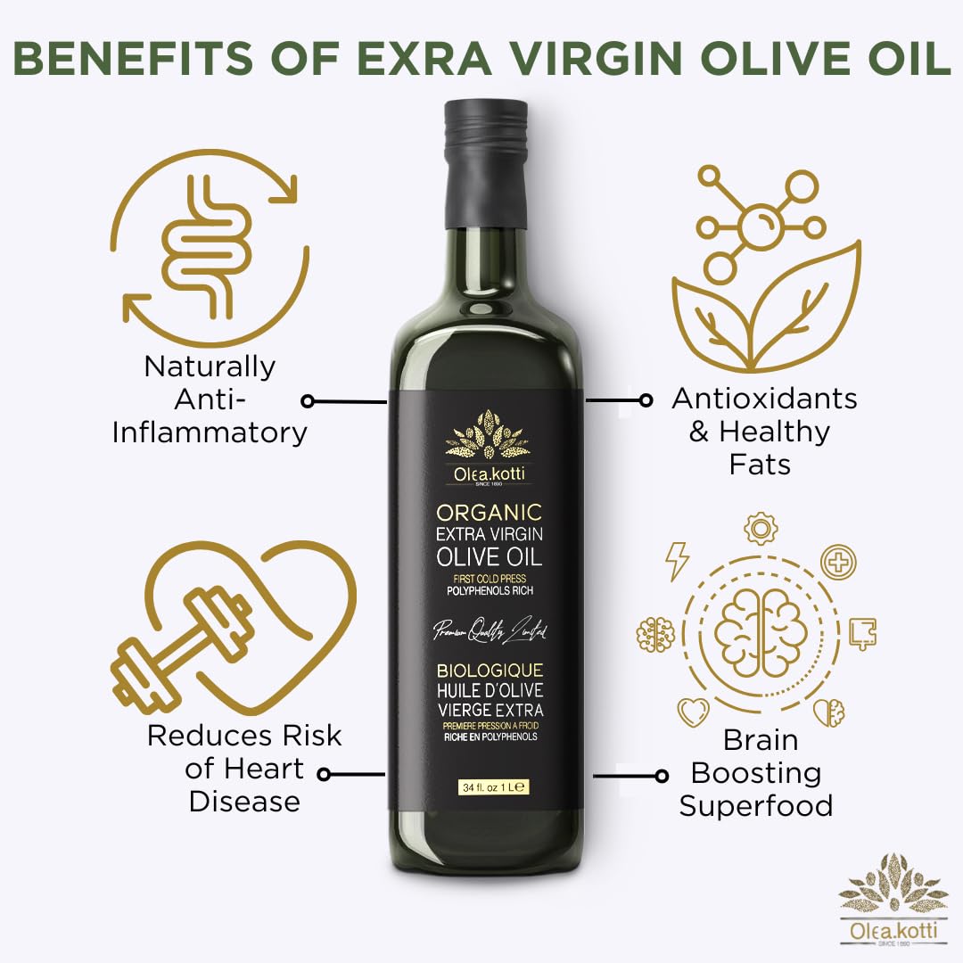 Olea Kotti Evoo 500Ml Ultra Premium Extra Virgin Olive Oil, First Cold Press Rich In Antioxidants & Polyphenols Single Farm Orig