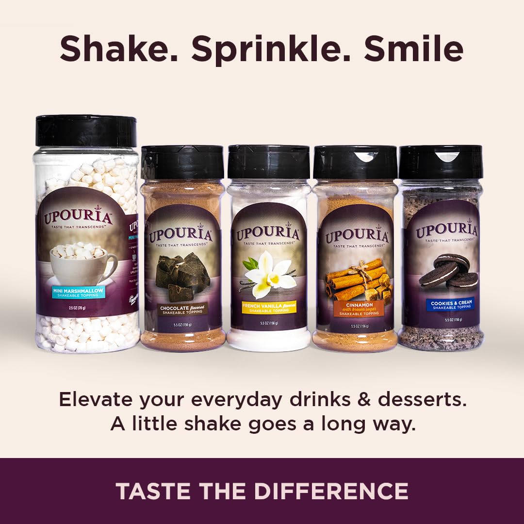 Upouria Chocolate Flavored Shakable Topping for Coffee  Lattes  Desserts  Gourmet Cocoa Taste  5.5oz