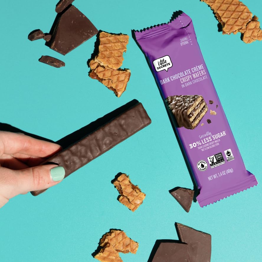 Little Secrets Dark Chocolate Crispy Wafers | 60 Minis | Made In Europe | Nothing Artificial & No Sugar Alcohols | Sustainable C