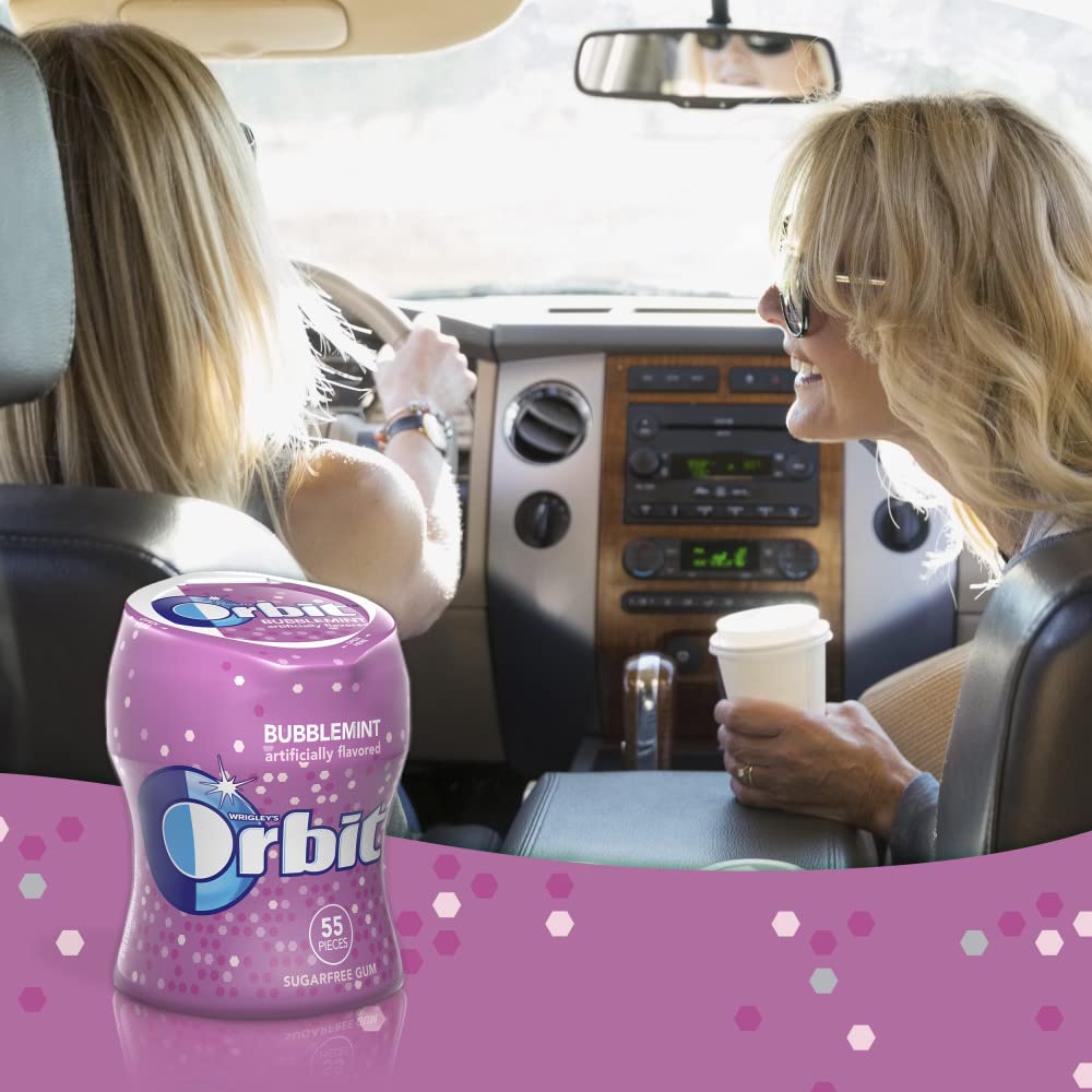 Orbit Bubble Gum Cups, Bubble Mint, 55 pieces bottle, 4-Count