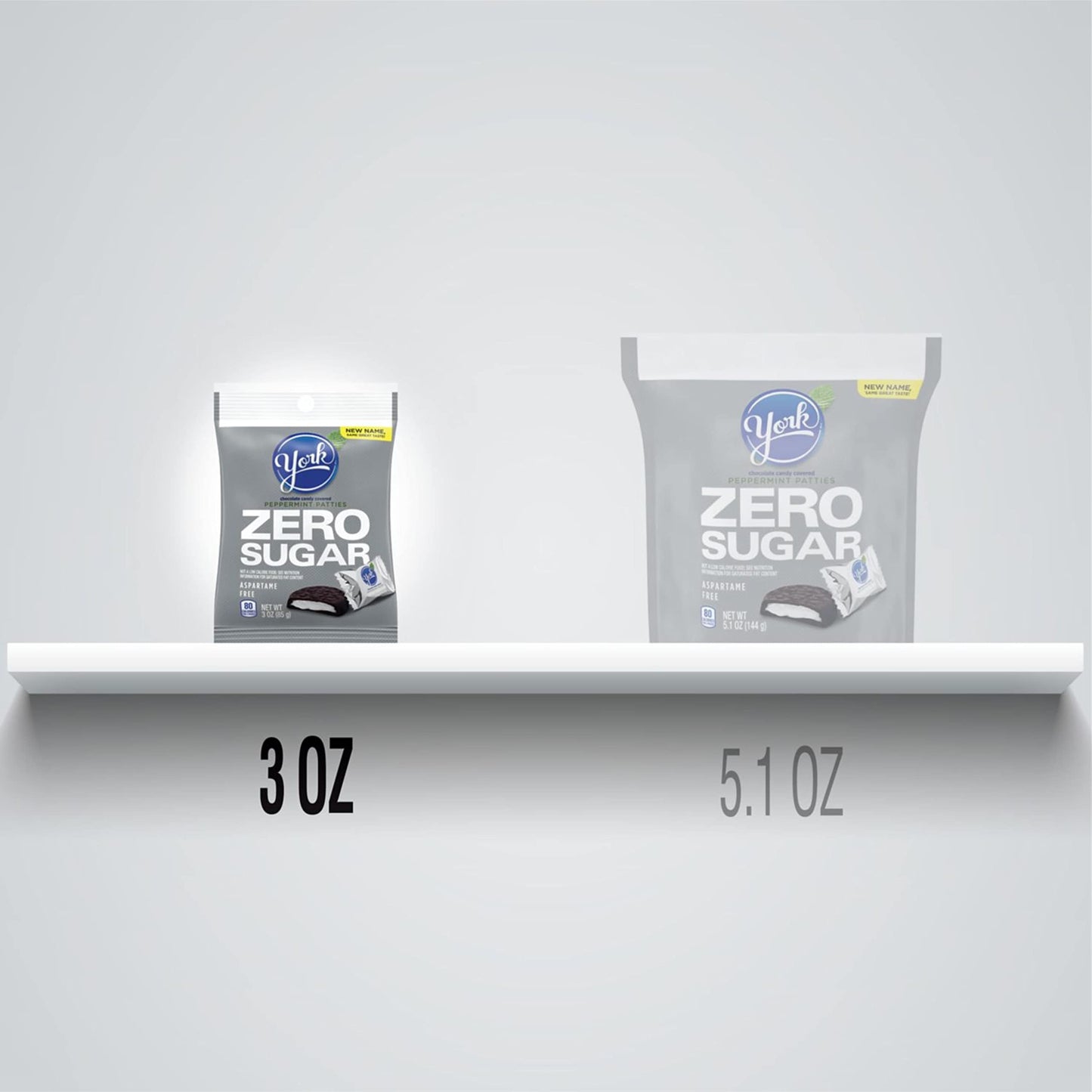 York Zero Sugar Chocolate Peppermint Patties, Candy Bags, 3 Oz (12 Count)