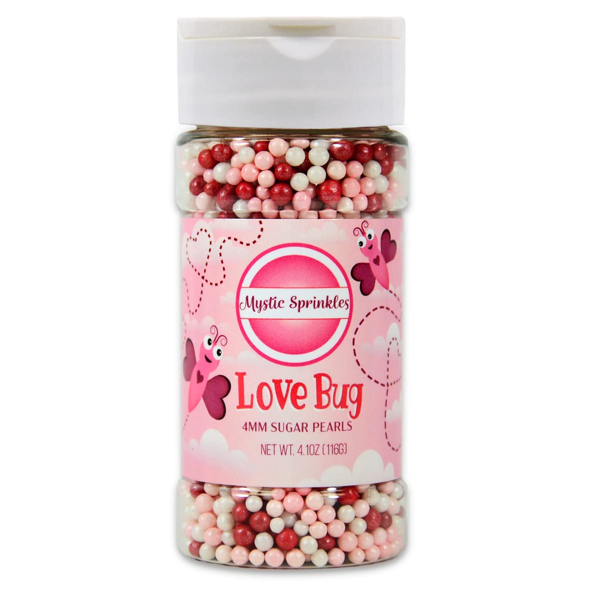 Mystic Sprinkles Valentine's Day Sprinkle Mixes (Love Bug Sugar Pearls 4.1oz)