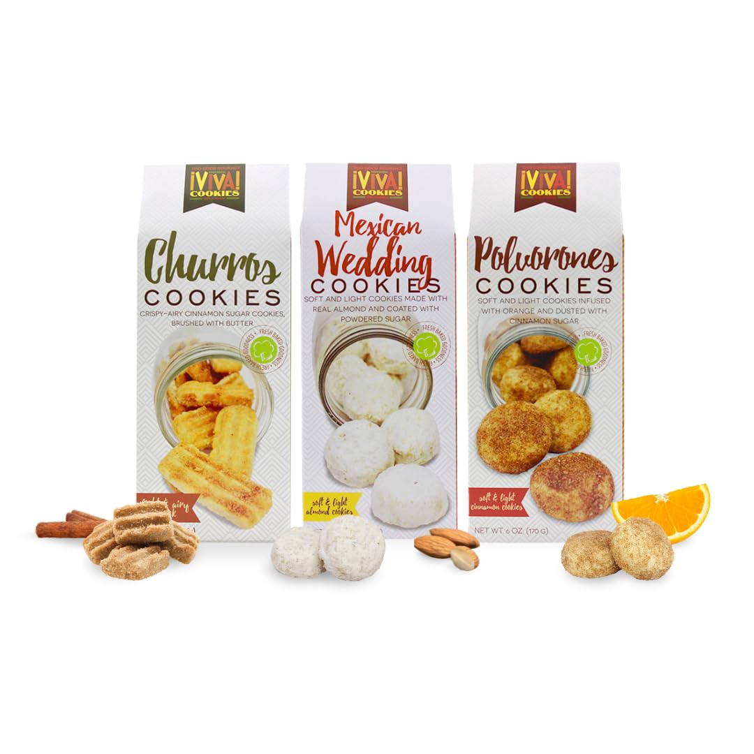 Too Good Gourmet Hispanic Cookies Assorted: Mexican Wedding, Polvorones, and Churro Cookies (Pack of 3, 6oz. Boxes) | Irresistib