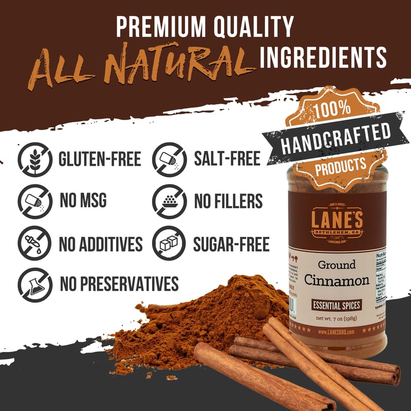 Lane'S Ground Cinnamon Seasoning Spice, All-Natural Ground Cinnamon Powder For Coffee, Tea, Culinary Use, And More. Made In Usa,