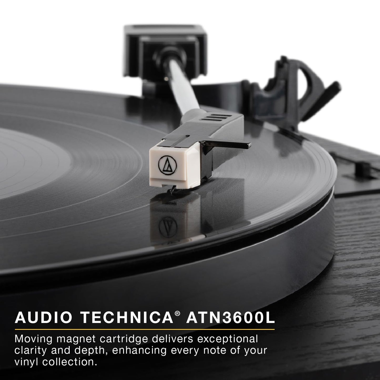 Victrola Harmony - Bluetooth Turntable System- 3-Speed Vinyl Record Player  Stereo Bookshelf Speakers  Mid-Century Modern Design  Audio Technica ATN3600L  Bluetooth Input and Output (Walnut)
