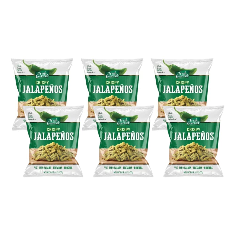 Fresh Gourmet Crispy Lightly Salted Jalapenos 16 Ounce (Pack of 6)