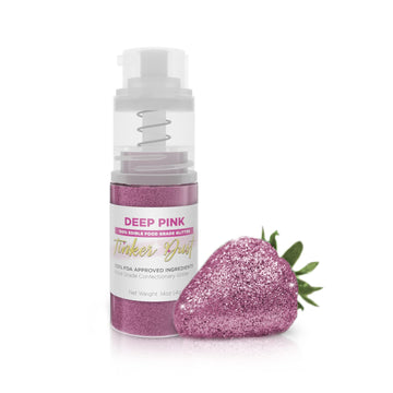 Tinker Dust - Deep Pink (4G 1X Mini Pump) Edible Glitter For Desserts, Beverages, Cupcakes, Cake Pops And Cookies By Bakell