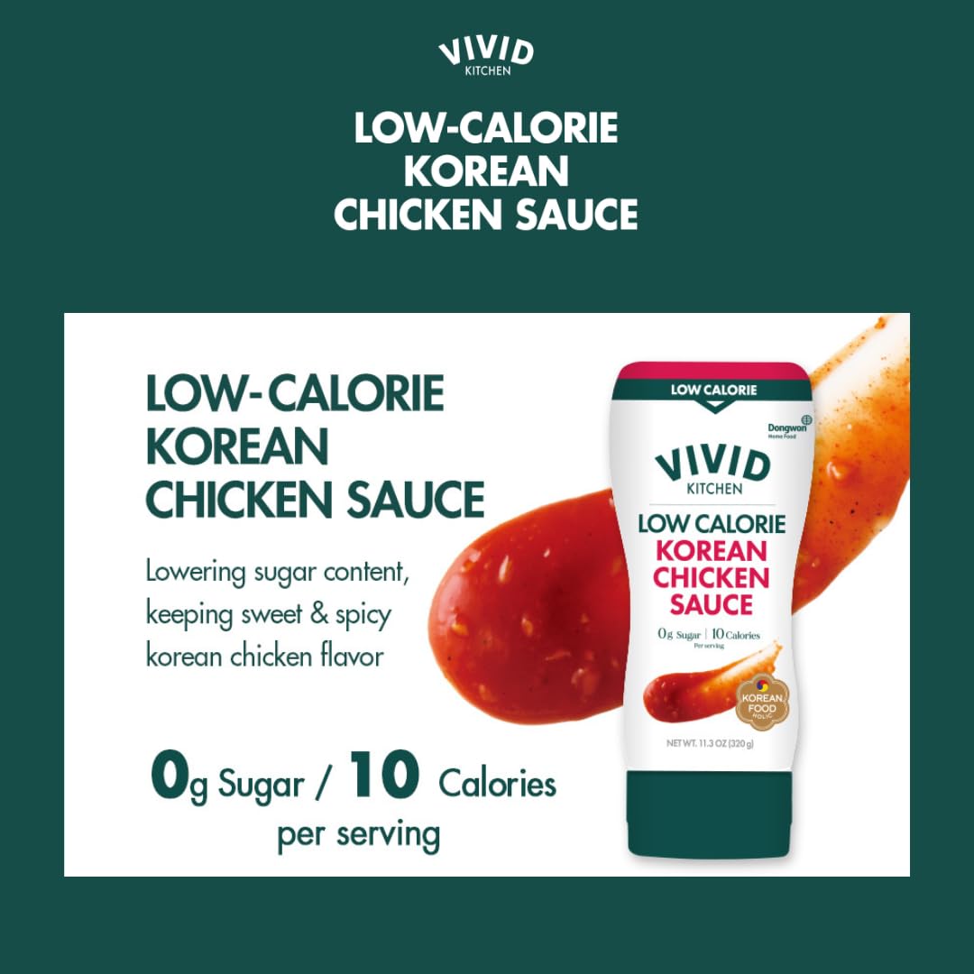 VIVID KITCHEN Korean Chicken Sauce - Low-Calorie, No Preservatives - Sweet and Savory Flavor - Easy Squeeze Bottles - Authentic