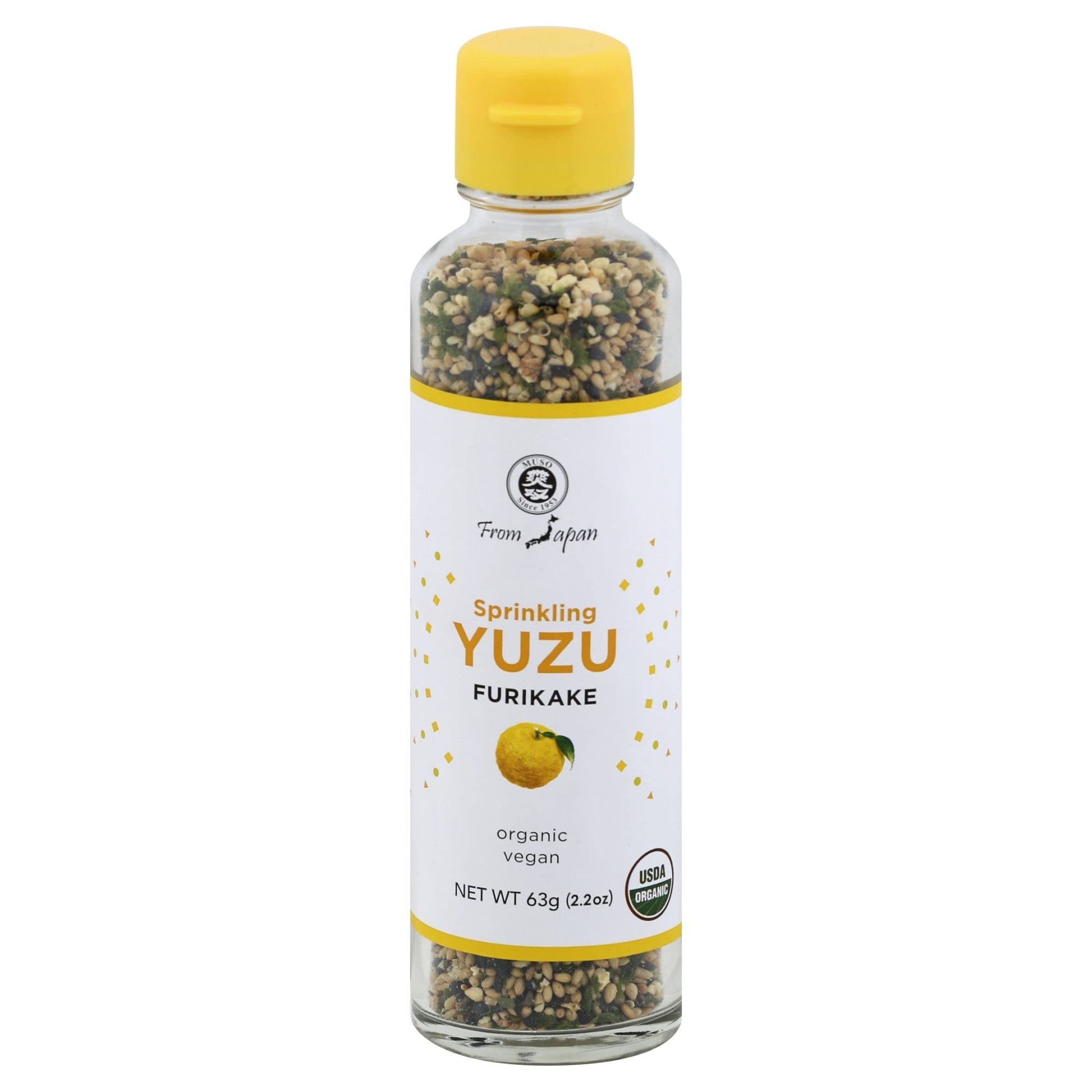 Muso From Japan Sprinkling Yuzu Furikake, No Additives, Vegan Friendly, USDA Certified Organic, 2.2 Ounce (Pack of 6)