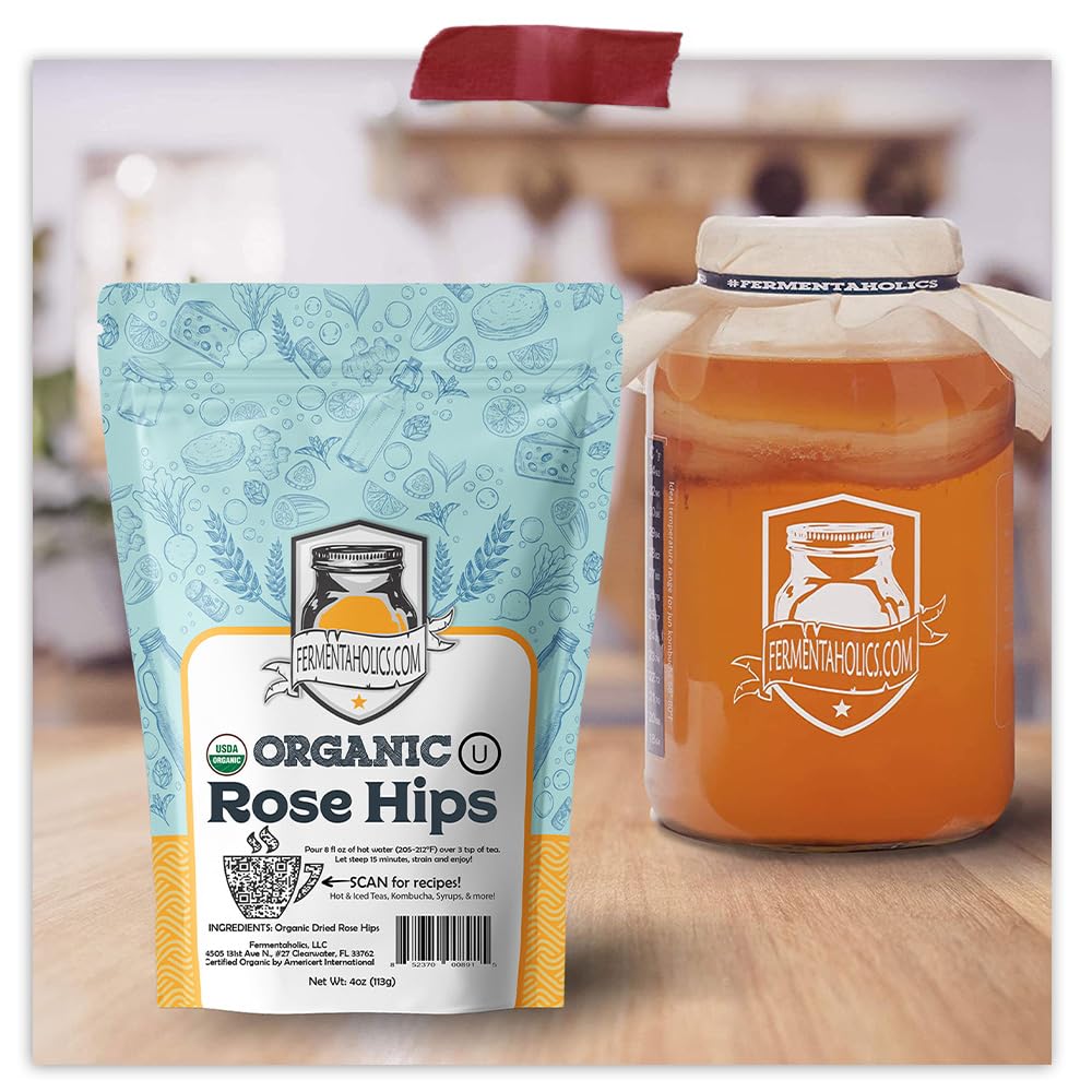 Fermentaholics Organic Dried Rose Hips for Kombucha Brewing, 4 Ounce