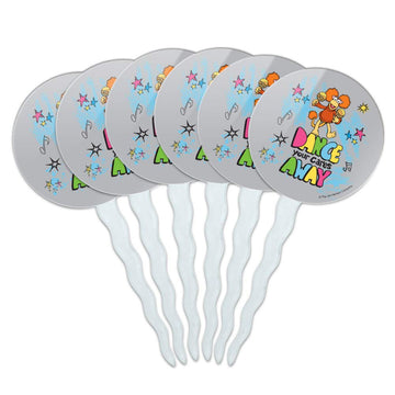 GRAPHICS & MORE Cupcake Picks Set of 6 - Cartoon Dance Your Cares Aware - Multi Color - Acrylic Toppers for Decoration