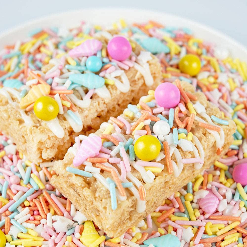 Ice Cream Sprinkles For Cake Decorating, Summer Cake Decorations - Cake Sprinkles For Ice Cream Toppings In Pastel Sprinkles With Jimmies, Sugar Pearl, Star Quin And Edible Ice Cream Candy Sprinkles