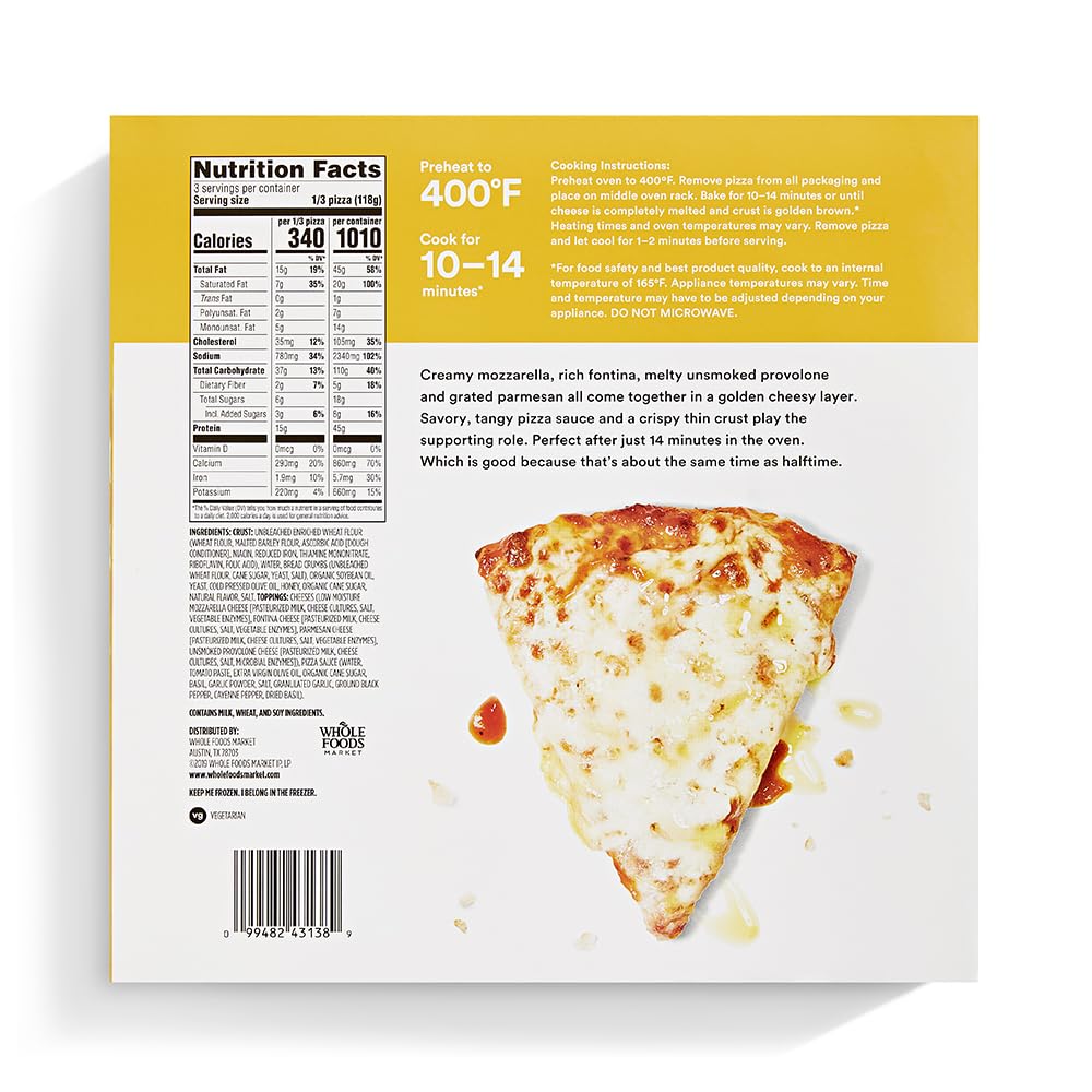 365 Everyday Value, Four Cheese Thin Crust Pizza, 12.5 oz, (Frozen)