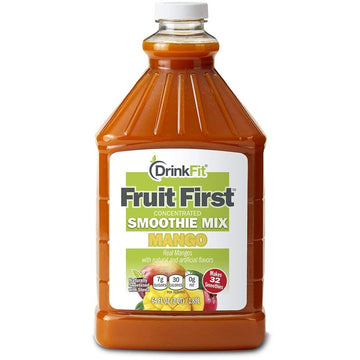 DrinkFit Fruit Smoothie | Real Fruit Puree, Low Sugar, Gluten:Free & Non:GMO, Mango Smoothie Mix : Makes 32 Smoothies, 64 Fl Oz 