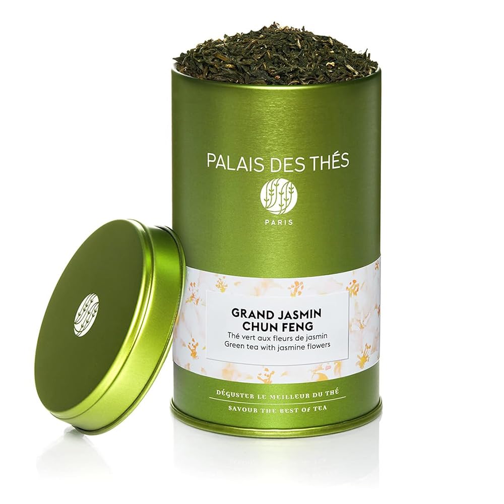 Palais des Thés Jasmine Green Tea - Grand Jasmine Chun Feng - Premium Loose Leaf - 3.5oz Tin - Serves 20-25 Cups
