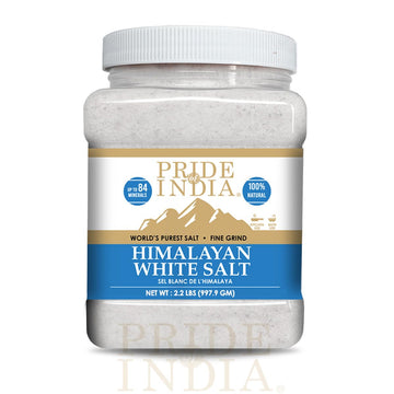 Pride of India- Himalayan White Salt Fine Grind 2.2 lbs (997.90 gm)- Rarest & Enriched W/84+ Natural Minerals- Low Sodium- Miner