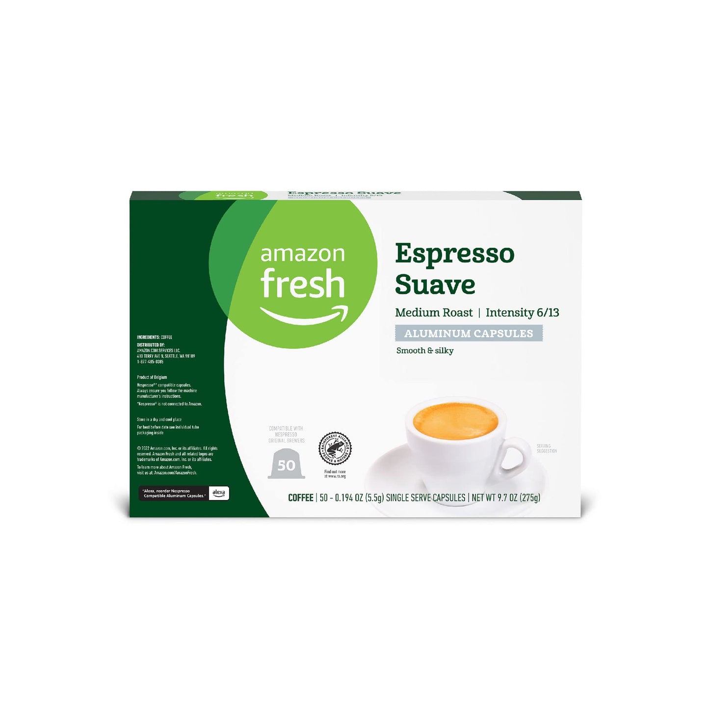 large online retailer Fresh Espresso Suave Medium Roast Aluminum Capsules  Compatible with Nespresso Original malt-inspired  Intensity 6/13  50 Count (5 Packs of 10)